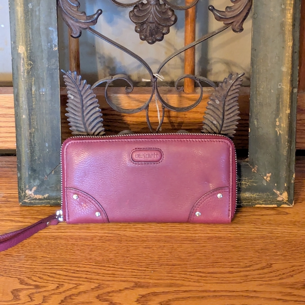 Carhartt Burgundy Leather Zip Around Wallet